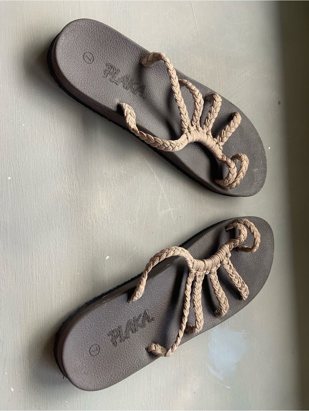 Plaka Braided Rope Sandals in Taupe